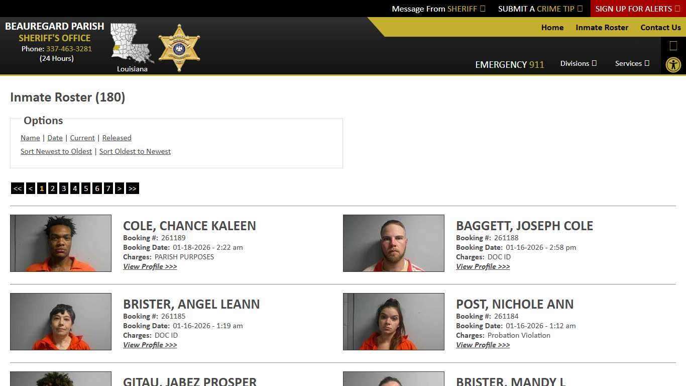 Inmate Roster - Current Inmates Booking Date Descending - Beauregard Parish Sheriff's Office